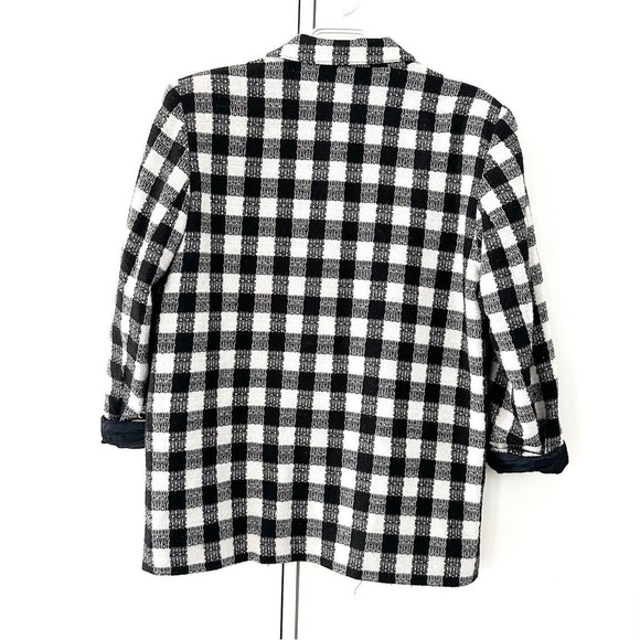 Vintage wool blend black and c white checkered blazer - Picture 2 of 5